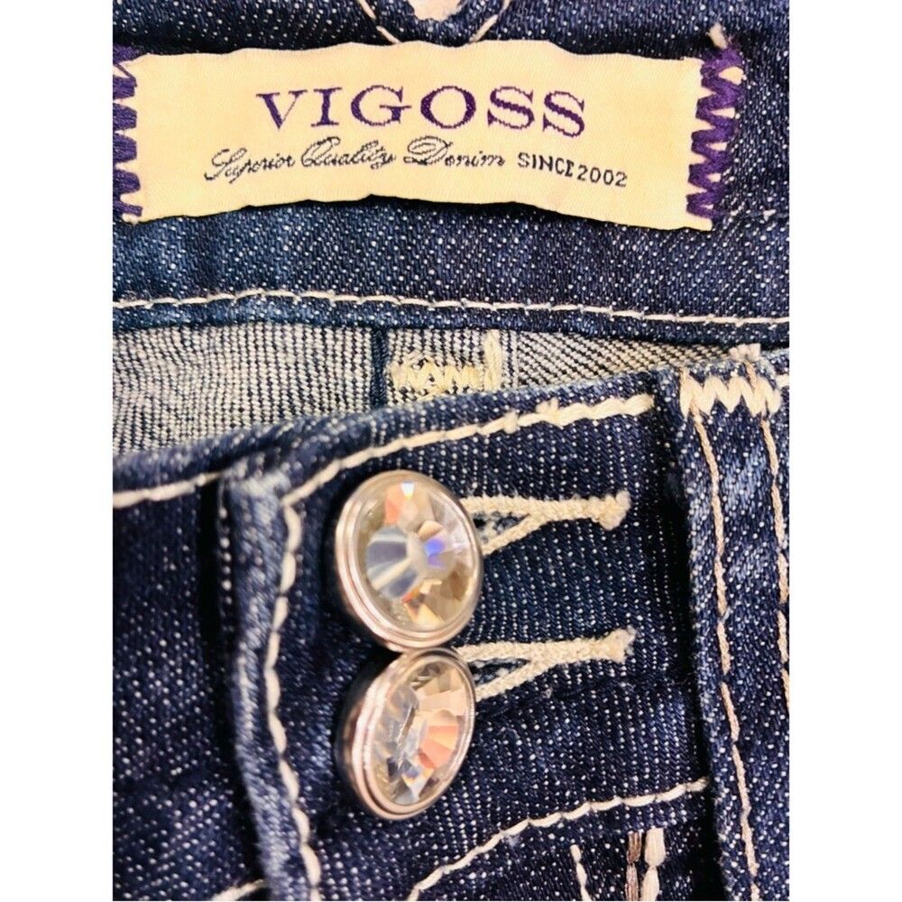 Vigoss Low Rise Straight Leg Jeans 28x32 Dark Blue Wash Stretch Y2K Women’s EUC - Picture 8 of 13